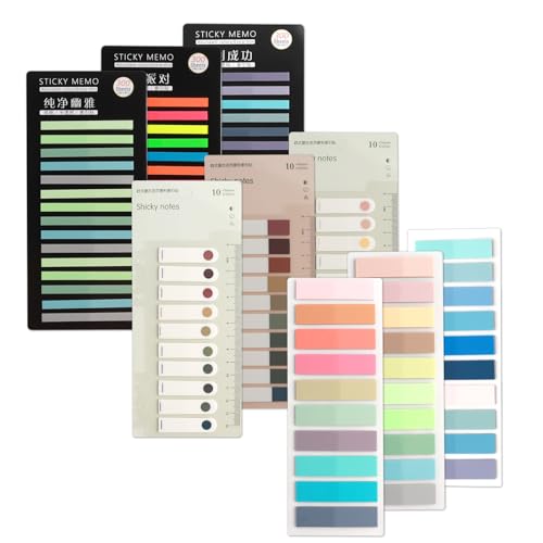 2100 Blätter Multicolor Haftnotizen Tabs Set, Mehrere Stile Haftmarker Film Textstreifen PET, Wiederverwendbar Morandi Sticky Notes, Mini Haftstreifen Index für Schul Home Office 2100 Blätter Multicolor Haftnotizen Tabs Set, Mehrere Stile Haftmarker Film Textstreifen PET, Wiederverwendbar Morandi Sticky Notes, Mini Haftstreifen Index für Schul Home Office von CYZBL