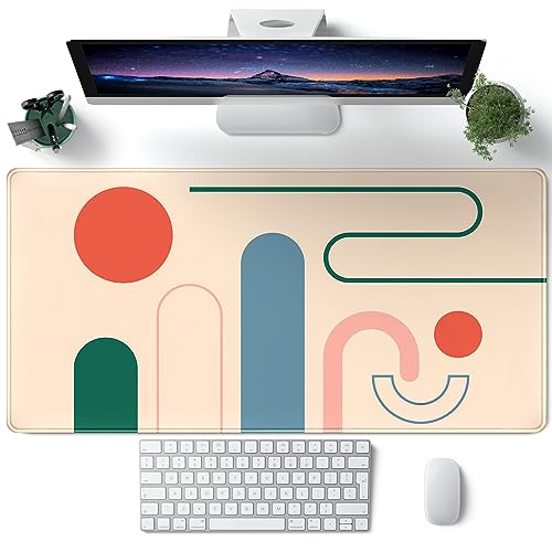 Abstrakte Schreibtischunterlage, niedliches Boho-Mauspad, große Schreibtischunterlage, Tastatur-Pad, Gaming-Mauspad, großes Computer-Mauspad, ästhetisches Schreibtischzubehör für Frauen, von CYZFF