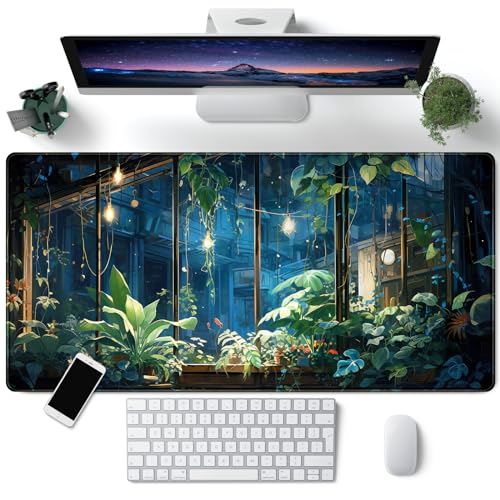 CYZFF Schreibtischunterlage mit Pflanzen-Motiv großes Gaming-Mauspad erweiterte Tastatur-Pad Stadtansicht ästhetische XXL-Mauspad 80 x 40 cm Bürodekoration niedliches SBD-40X80CM CYZFF Schreibtischunterlage mit Pflanzen-Motiv großes Gaming-Mauspad erweiterte Tastatur-Pad Stadtansicht ästhetische XXL-Mauspad 80 x 40 cm Bürodekoration niedliches SBD-40X80CM von CYZFF