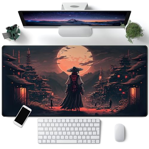 CYZFF Japanische Landschafts-Schreibtischunterlage, Samurai-Mauspad, groß, dunkel, ästhetisch, Gaming-Mauspad, XXL, 80 x 39,9 cm, Laptop, Computer, Maus CYZFF Japanische Landschafts-Schreibtischunterlage, Samurai-Mauspad, groß, dunkel, ästhetisch, Gaming-Mauspad, XXL, 80 x 39,9 cm, Laptop, Computer, Maus von CYZFF