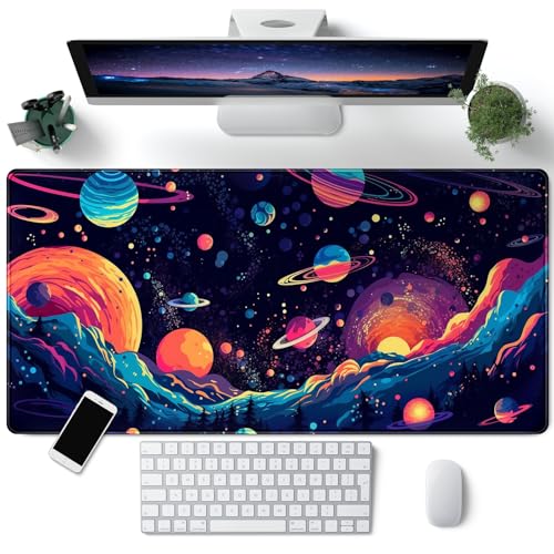 Space Planet Schreibtischunterlage, niedlich, groß, lila, Gaming-Mauspad, Kawaii, galaktischer Entdecker, Sternenhimmel, Schreibtischunterlage für Laptop, Computer, Maus, Tastatur, 80 x 40 cm, Space Planet Schreibtischunterlage, niedlich, groß, lila, Gaming-Mauspad, Kawaii, galaktischer Entdecker, Sternenhimmel, Schreibtischunterlage für Laptop, Computer, Maus, Tastatur, 80 x 40 cm, von CYZFF