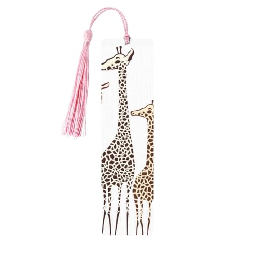 Niedliche Cartoon-Giraffen-Druck, exquisite Holz-Lesezeichen, doppelseitig, vollgedrucktes Design, ideales Geschenk für Bücherwürmer von CZDBNLHF
