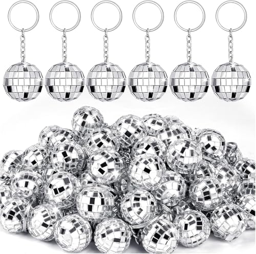 Mini-Discokugel-Schlüsselanhänger, klein, silberfarben, Spiegel-Disco-Kugel, Großpackung, Partyzubehör für 70er / 80er Jahre, Disco-Partyzubehör, Dekorationen, 25 Stück Mini-Discokugel-Schlüsselanhänger, klein, silberfarben, Spiegel-Disco-Kugel, Großpackung, Partyzubehör für 70er / 80er Jahre, Disco-Partyzubehör, Dekorationen, 25 Stück von CZFLXLJ