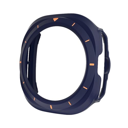 CZKE Uhrenhülle für Samsung Galaxy Watch 7 Ultra, 47 mm, harter Polycarbonat, Stoßstange, keine Displayschutzfolie, für Galaxy Watch 7 Ultra Cover Zubehör (Mittelblau-Orange) von CZKE