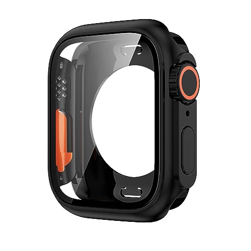 CZKE Upgrade auf Ultra Watch Gehäuse für Apple Watch 44 mm 45 mm 40 mm 41 mm Hart-PC vordere und hintere Stoßstange Hülle iwatch Serie 8 7 6 5 4 SE Cover (Farbe: Schwarz, Größe: 44 mm) von CZKE