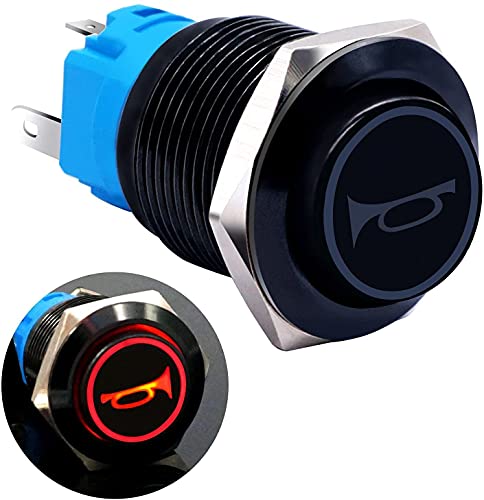 12V 19mmMomentary Drucktastenschalter 1NO 1NC SPDT blaues LED-Licht 3/4"Montageloch erhöhter schwarzer Metall-Kippschalter VEzSgFdY (Color : Red) von CZMDKEXM