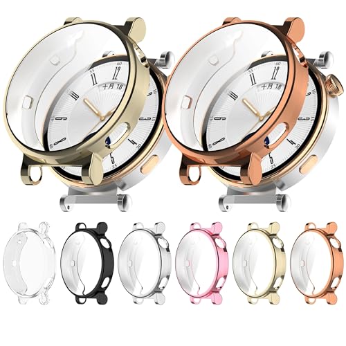 CZhkg 6 Stück Hülle für Huawei Watch GT4 41mm Cover,Schutzhülle Ultradünne Kratzfest Transparent TPU Gehärteter Film Case Abdeckung Cover Tasche Uhrengehäuse für Huawei Watch GT4 41mm Watch (Color) von CZhkg