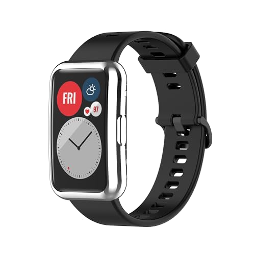 CZhkg Cover für Huawei Watch Fit TIA-B09 Hülle,Schutzhülle Ultradünne Kratzfest Transparent TPU Gehärteter Film Case Abdeckung Cover Tasche Uhrengehäuse für Huawei Watch Fit TIA-B09 Watch (Silber) von CZhkg