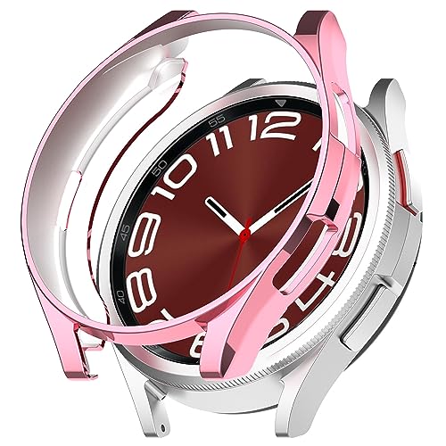 CZhkg Hülle Kompatibel mit Galaxy Watch 6 Classic 43mm Case,Schutzhülle Ultradünne Kratzfest Transparent TPU Case Abdeckung Cover Tasche Uhrengehäuse für Galaxy Watch 6 Classic 43mm Watch (Pink) von CZhkg