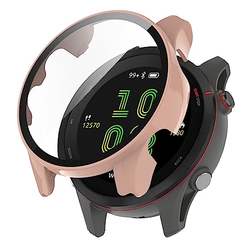 CZhkg Hülle Kompatibel mit Garmin Forerunner 255 Case, Schutzhülle Ultradünne Kratzfest Transparent PC Gehärteter Film Case Abdeckung Cover Tasche Uhrengehäuse für Garmin Forerunner 255 (Rosa) von CZhkg