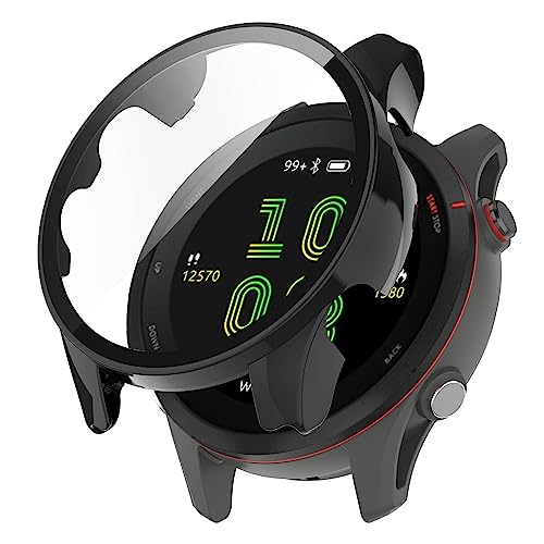 CZhkg Hülle Kompatibel mit Garmin Forerunner 255 Case, Schutzhülle Ultradünne Kratzfest Transparent PC Gehärteter Film Case Abdeckung Cover Tasche Uhrengehäuse für Garmin Forerunner 255 (Schwarz) von CZhkg