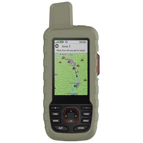 CZhkg Hülle Kompatibel mit Garmin GPS MAP 66i Case, Robustes Silikon Gehäuse Transparent Silikon Cover Handheld Positionierer Tasche Schutzhülle Abdeckung Fall für Garmin GPS MAP 67i/66i (Grün) von CZhkg