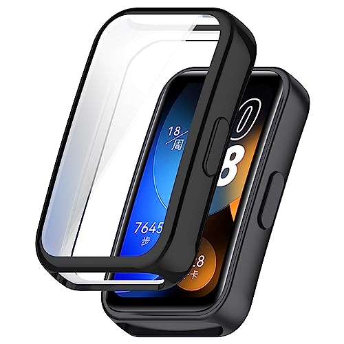 CZhkg Hülle Kompatibel mit Huawei Band 8 Case,Schutzhülle Ultradünne Kratzfest Transparent TPU Gehärteter Film Case Abdeckung Cover Tasche Uhrengehäuse für Huawei Band 8 Watch Zubehör (Schwarz) von CZhkg
