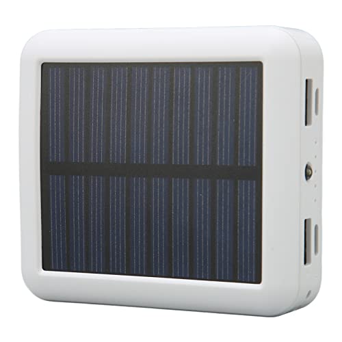 20000mah Solar Power Bank mit Doppelten Anschlüssen, Tragbar für Mobiltelefone, Tablets, USB- und Solar -Batterie -Ladung, für Outdoor -Aktivitäten, Solar mit Kabel (Weiß) von CaCaCook