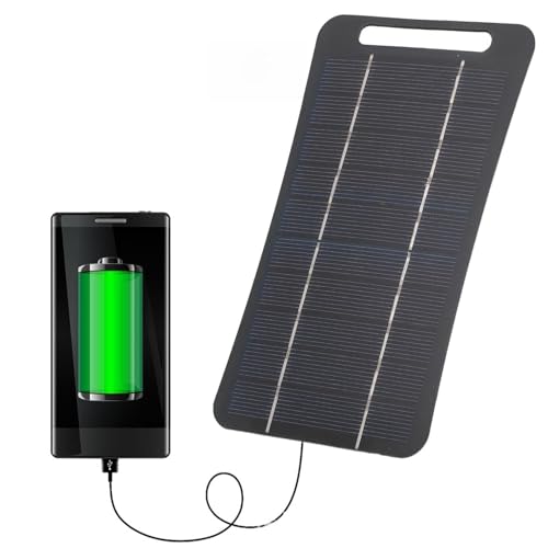 5 V 5W USB Solar Panel Ladegerät, Professionelle Hocheffiziente Monokristalline Silizium -Solarpanel, Tragbares Handheld Solar Panel Ladegerät für Campingreisen Im Freien (Schwarz) von CaCaCook