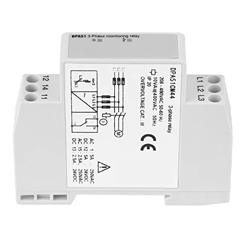 CaCaCook DPA51CM44 3-Phasen-Überwachungsrelais Phasenfolgeschutz 208–480 VAC Automatisch, 5A, SPDT-Relais, IP20, 3C-Nennspannungsbereich unter 36 V, 8,1 x 6,7 x 1,75 cm/3,1 x 2,6 x 0,6 Zoll CaCaCook DPA51CM44 3-Phasen-Überwachungsrelais Phasenfolgeschutz 208–480 VAC Automatisch, 5A, SPDT-Relais, IP20, 3C-Nennspannungsbereich unter 36 V, 8,1 x 6,7 x 1,75 cm/3,1 x 2,6 x 0,6 Zoll von CaCaCook