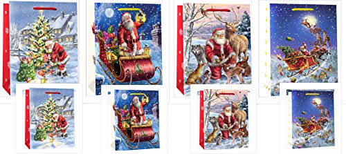 CaPiSo 8er Set Geschenktüten Glanzpapier Weihnachten 4x Midi + 4x Large Set 08 von CaPiSo