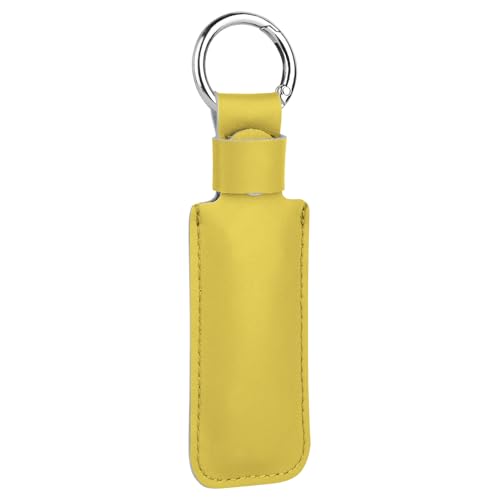 CaSZLUTION Mikrofaser-Leder-Schutzhülle für USB-Stick, Anti-Verlust, Schutzhülle mit Schlüsselanhänger, kleine tragbare Aufbewahrungstasche für USB-Flash-Laufwerk (1 Stück, gelb) von CaSZLUTION