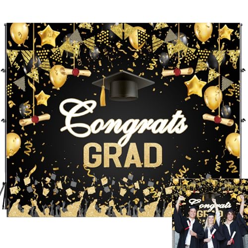 Fotohintergrund, Fotohintergrund, 3 x 2,4 m, Vinyl, für Absolventen, Schwarz / Gold, Glitzer, Junggesellenabschied, Fotoshooting, Dekoration, Klasse 2025, Banner, Schule, Abschlussball, Partyzubehör Fotohintergrund, Fotohintergrund, 3 x 2,4 m, Vinyl, für Absolventen, Schwarz / Gold, Glitzer, Junggesellenabschied, Fotoshooting, Dekoration, Klasse 2025, Banner, Schule, Abschlussball, Partyzubehör von Caaerttply