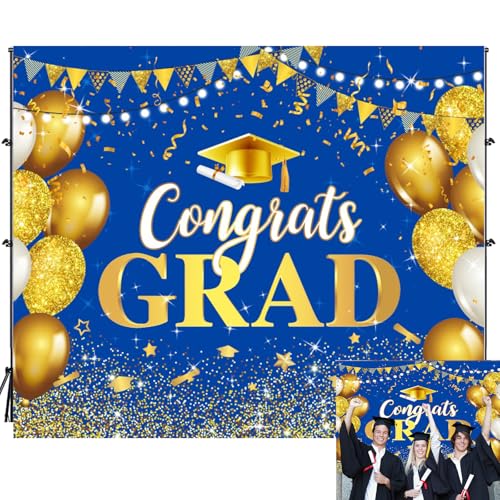 Fotohintergrund für Abschlussfeier, Congrats Grad, Fotografie, 3 x 2,4 m, Vinyl, Junggesellenabschied, Blau, Gold, Glitzer, Ballon, Klasse 2025, Fotohintergrund, Fotoshooting, Hintergrunddekorationen Fotohintergrund für Abschlussfeier, Congrats Grad, Fotografie, 3 x 2,4 m, Vinyl, Junggesellenabschied, Blau, Gold, Glitzer, Ballon, Klasse 2025, Fotohintergrund, Fotoshooting, Hintergrunddekorationen von Caaerttply