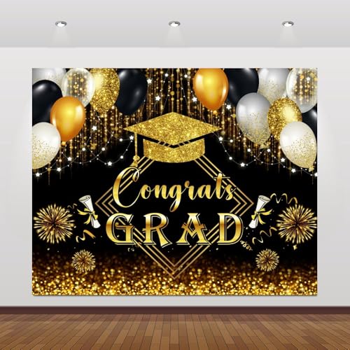 Fotohintergrund für Abschlussfeier, Congrats Grad, Fotografie, 3 x 2,4 m, Vinyl, Schwarz / Gold, Glitzer, Junggesellenabschied, 2025, Foto-Hintergrund, Klasse 2025, Party-Dekorationen, Hintergrund Fotohintergrund für Abschlussfeier, Congrats Grad, Fotografie, 3 x 2,4 m, Vinyl, Schwarz / Gold, Glitzer, Junggesellenabschied, 2025, Foto-Hintergrund, Klasse 2025, Party-Dekorationen, Hintergrund von Caaerttply