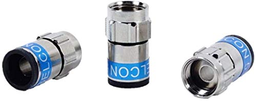 Cabelcon F-6-TD 5.1TI Self Install Nitin mit integriertem O-Ring (wasserdicht) F-Stecker blau RG6 / 7mm, silber/blau, 50 stück von Cabelcon