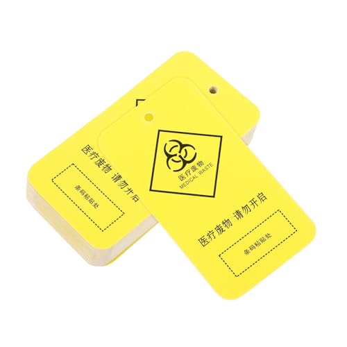 Cabilock 100 Stück Schild für medizinische Abfälle Etikett Robuste Tags hängende Tags Klinische Tags Klinischer Abfall Warnschilder Müllsackanhänger Plastikpapier von Cabilock