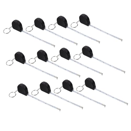 Cabilock 12 Stück Stahlband Mini-Maßbänder klein Kettenmaßband Mini-Maßband Maßband Körper messen messwerkzeug Handliches Maßband Messung Schlüsselanhänger Maßband Mini -Messband Abs Black von Cabilock