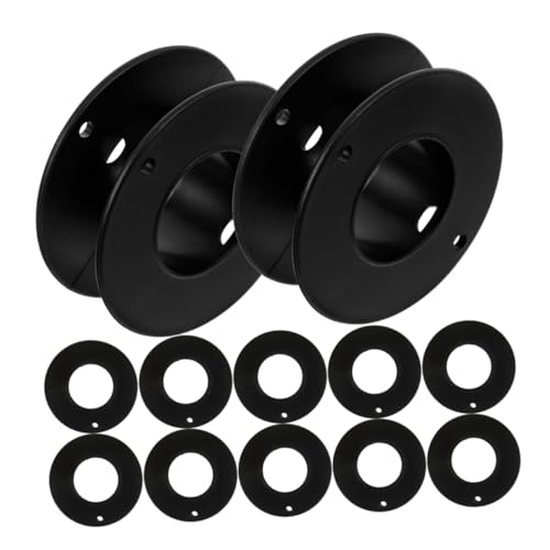 Cabilock 20 Stück Rollenspule Drahtspule Spule Aus Holzdraht Fadenspulen Garnspule Spule Aus Spulenhalter, Fadenhalter Farbbandspulenhalter Spulenorganisator Spuler Black Plastik von Cabilock