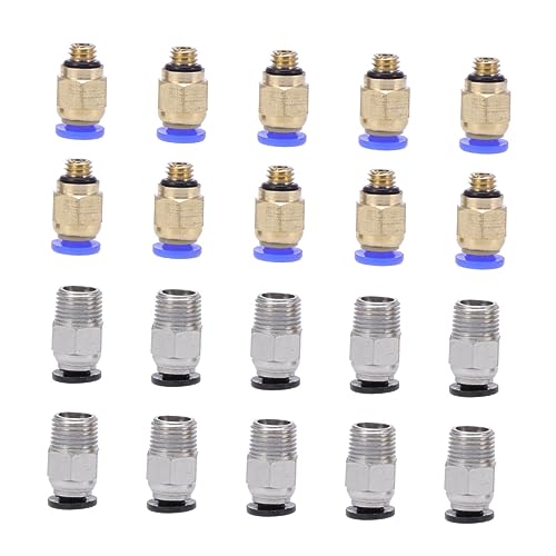 Cabilock 20 Stücke 3D Drucker Connector Kit Push Schnellspann Befestigung Gerade Pneumatische Stecker 3D Drucker Pneumatische Stecker Goldene von Cabilock