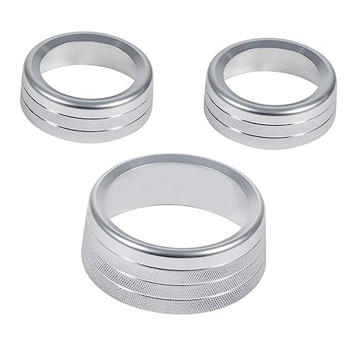 Cabilock 3 Stück Challenger Knopfabdeckung auto innenraum car interior accessories ac-Knopf trimmen AC-Knopfabdeckung ac-Tastenabdeckung Auto-Startknopfring Aluminiumlegierung Silver von Cabilock