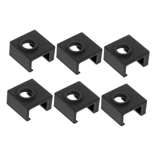 Cabilock 6 Stück Erhitzte Aluminiumblock -Silikonhülle 3d drucker zubehör Heizblock für 3D-Drucker Heizblockabdeckung für 3D-Drucker Silikon Socke Blockschutzabdeckung Kieselgel Schwarz von Cabilock