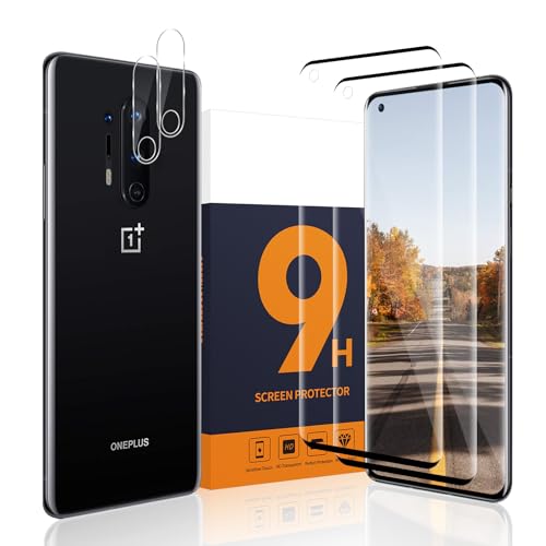 Cable Leader 2+2 Stück Schutzfolie für Panzerglas für Oneplus 8 Pro 5G, 3D Volle Bedeckung 9H Schutzglas, Anti-Fingerabdruck Kamera Schutzfolie, HD Klare Blasenfrei Oneplus 8 Pro Displayschutzfolie von Cable Leader