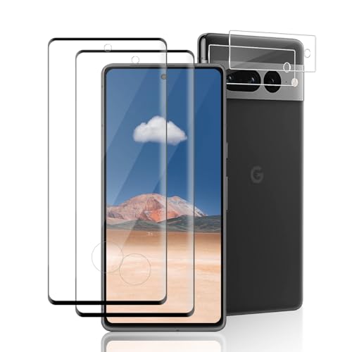 Cable Leader 2 Stück Schutzfolie für Panzerglas für Google Pixel 7 Pro 5G + 2 Stück Kameraschutzfolie, 3D Keine Blasen Pixel 7 Pro Displayschutzfolie, Ultrabeständig HD Schutzglas für Pixel 7 Pro von Cable Leader