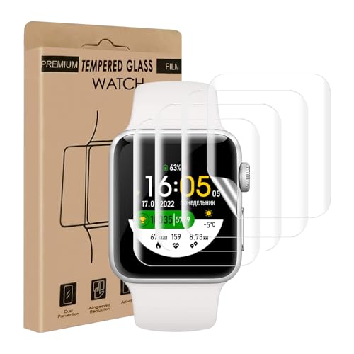 Cable Leader 4 Stück Schutzfolie für Panzerglas für Apple Watch Series 4/5/6/se/se2 (40mm), Weiches TPU Schutzglas, Sensitive Touch, Anti Kratzer, HD-Klar Apple Watch 40mm Displayschutz von Cable Leader