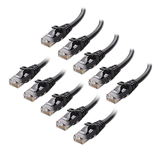 Cable Matters 10er-Pack Snagless 10 Gigabit Cat 6 Lan Kabel kurz 0,9m (Cat 6 Ethernet Kabel, Cat 6 Wlan Kabel, Lankabel Cat6) in Schwarz - Netzwerkkabel 0,9 Meter von Cable Matters