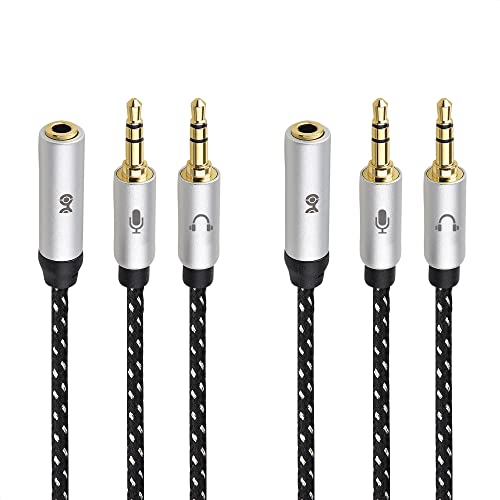 Cable Matters 2-Pack Kopfhörer-Mikrofon-Verzweigungskabel, 3,5mm-Buchse auf Dual-Stecker (3,5mm-Headset-Verzweigung) - 20cm von Cable Matters
