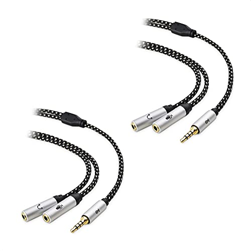 Cable Matters 2-Pack Kopfhörer-Mikrofon-Verzweigungskabel, 3,5mm-Stecker auf Dual-Klinke (3,5mm-Headset-Verzweigung) - 20cm von Cable Matters