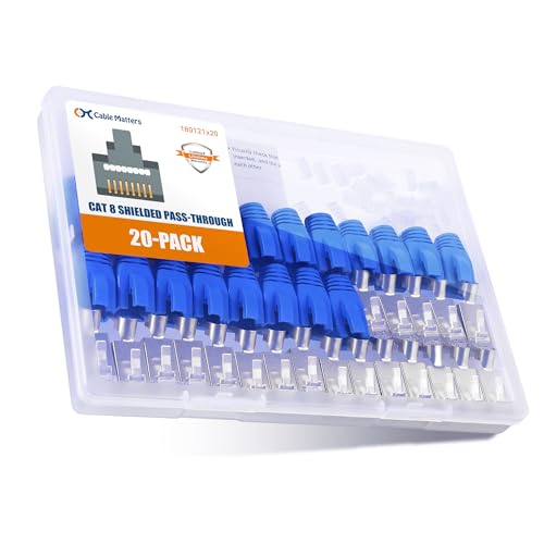 Cable Matters 20er-Pack 23-24AWG Netzwerkstecker Cat8 Cat7 Cat6A Pass Through (RJ45 Stecker/Durchgangsstecker RJ45 Cat 8) - NICHT kompatibel mit 22AWG-Kabel von Cable Matters