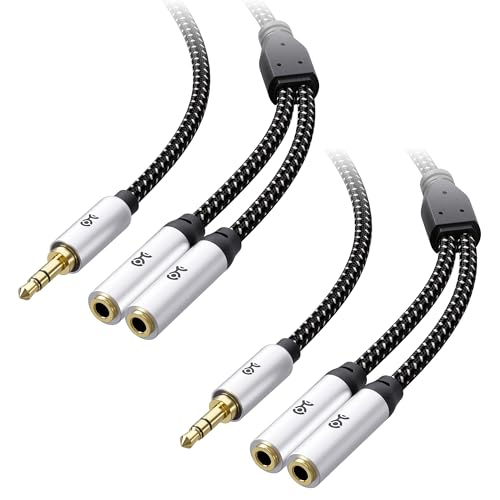Cable Matters 2er-Pack 3,5mm Y Kabel 25cm Kopfhörer Verlängerungskabel (3,5mm Stecker auf 2X 3,5mm Buchse Adapter, 3,5mm Klinke Adapter, TRS Stereo Audio Splitter Kabel) in Schwarz von Cable Matters