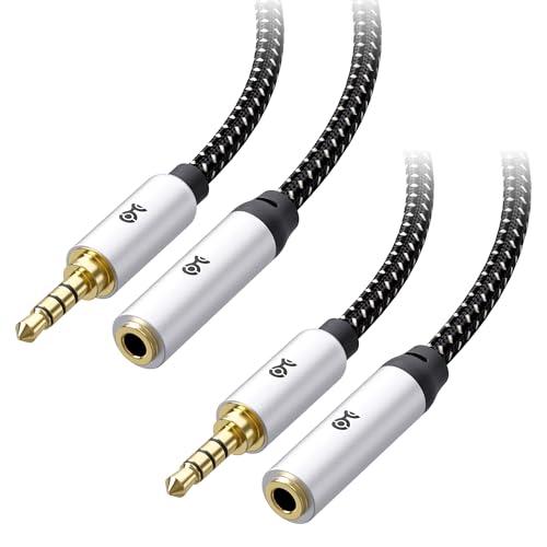 Cable Matters 2er-Pack 90cm Kopfhörer Verlängerungskabel (3,5mm Klinkenkabel, 4 Polig TRRS Stereo Audio Kabel, 3,5mm Stecker auf Buchse Aux Verlängerungskabel) mit Mikrophon in Schwarz - 0,9 m von Cable Matters