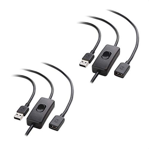 Cable Matters 2er-Pack 90cm USB Verlängerungskabel mit USB Netzschalter (USB A Stecker auf Buchse Verlängerungskabel mit EIN/Aus Schalter) für USB Lüfter, LEDs und mehr - in Schwarz 0,9 Meter von Cable Matters