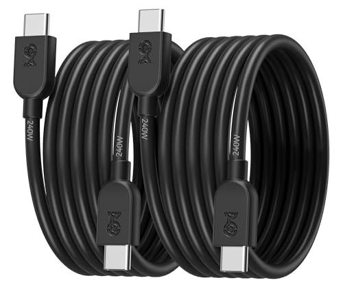 Cable Matters 2er-Pack Extreme Flexible 240W USB C Ladekabel 0,9m, Schwarz, für MacBook Pro, iPad Pro, iPhone 15 Pro, Apple Vision Pro (140W USB C Ladekabel, USB C Kabel, USB 2.0, Kein Video) von Cable Matters