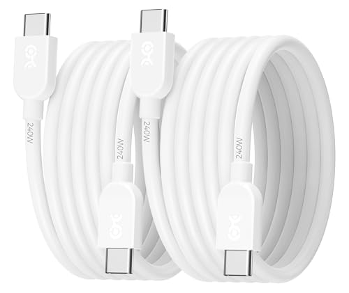 Cable Matters 2er-Pack Extreme Flexible 240W USB C Ladekabel 0,9m, Weiß, für MacBook Pro, iPad Pro, iPhone 15 Pro, Apple Vision Pro (140W USB C Ladekabel, USB C Kabel, USB 2.0, Kein Video) von Cable Matters