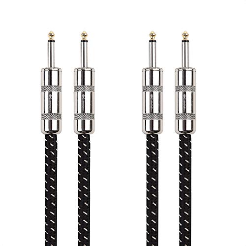 Cable Matters 2er-Pack Geflochtenes TS Lautsprecherkabel 1,8m (6,35mm TS Kabel, 6,35 mm Lautsprecher Kabel) in Schwarz - 1,8 Meter von Cable Matters