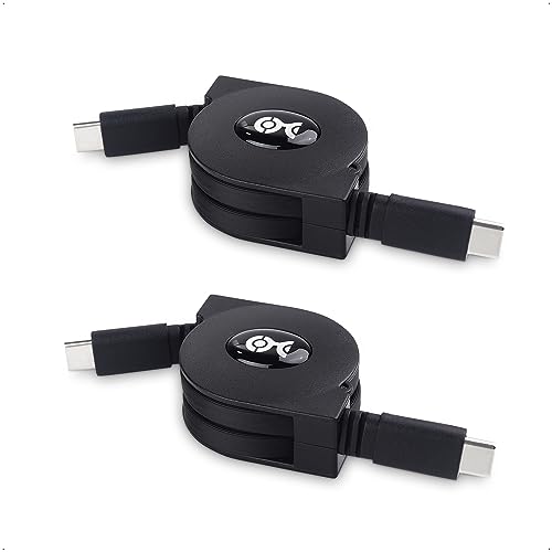 Cable Matters 2er-Pack kurzes Einziehbares USB C Kabel für 20V 3A (USB C Ladekabel 1m, 3A Schnellladekabel, Einziehbar USB Typ C Ladekabel, USB C Datenkabel) - 1 Meter von Cable Matters