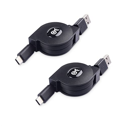 Cable Matters 2er-Pack kurzes Einziehbares USB auf USB C Kabel für 5V 3A (USB USB C Kabel 1m, 3A Schnellladekabel, Einziehbares USB zu USB C Ladekabel) - 1 Meter von Cable Matters