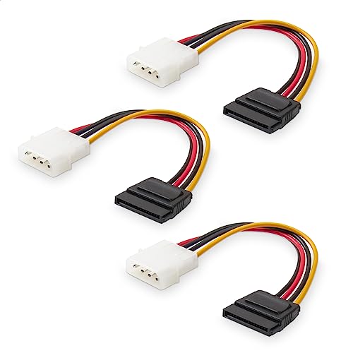 Cable Matters 3er-Pack 4-Pin Molex zu Sata StromKabel (Molex SATA Adapter Kabel, Sata zu Molex) - 15 cm von Cable Matters