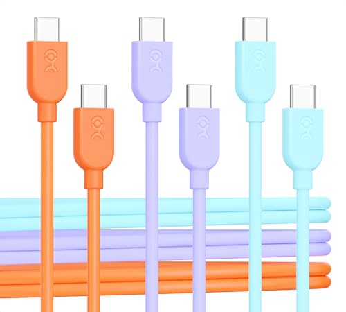 Cable Matters 3er-Pack USB C Ladekabel 0,3m mit 60 W Power Delivery (USB C auf USB C Kabel kurz) in Mehrfarbig, kompatibel mit iPhone 15/15 Pro/15 Plus, iPad Pro, Samsung Galaxy S23 von Cable Matters