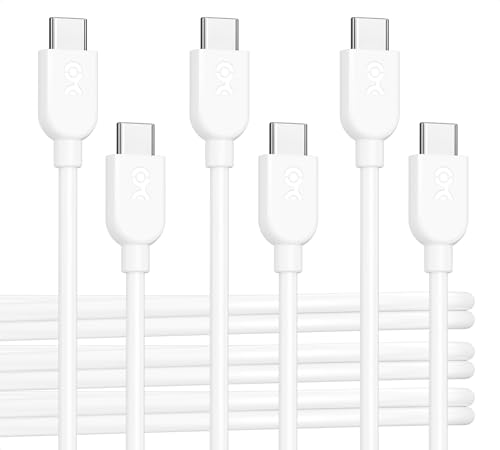 Cable Matters 3er-Pack USB C Ladekabel 0,3m mit 60 W Power Delivery (USB C auf USB C Kabel kurz) in Weiß, kompatibel mit iPhone 15/15 Pro/15 Plus, iPad Pro, Samsung Galaxy S23 von Cable Matters